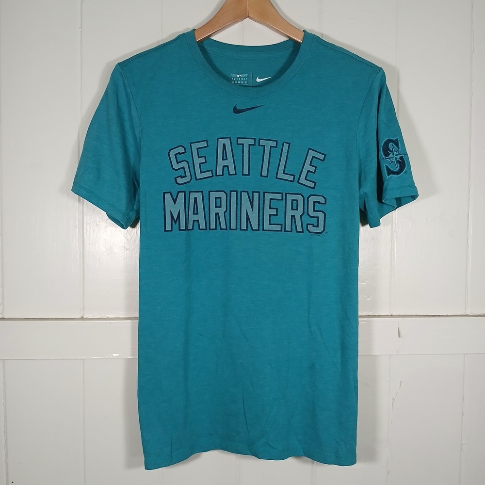 Nike Seattle Mariners T-Shirt Mens Small Teal MLB Athletic Cut Tri-Blend Tee
